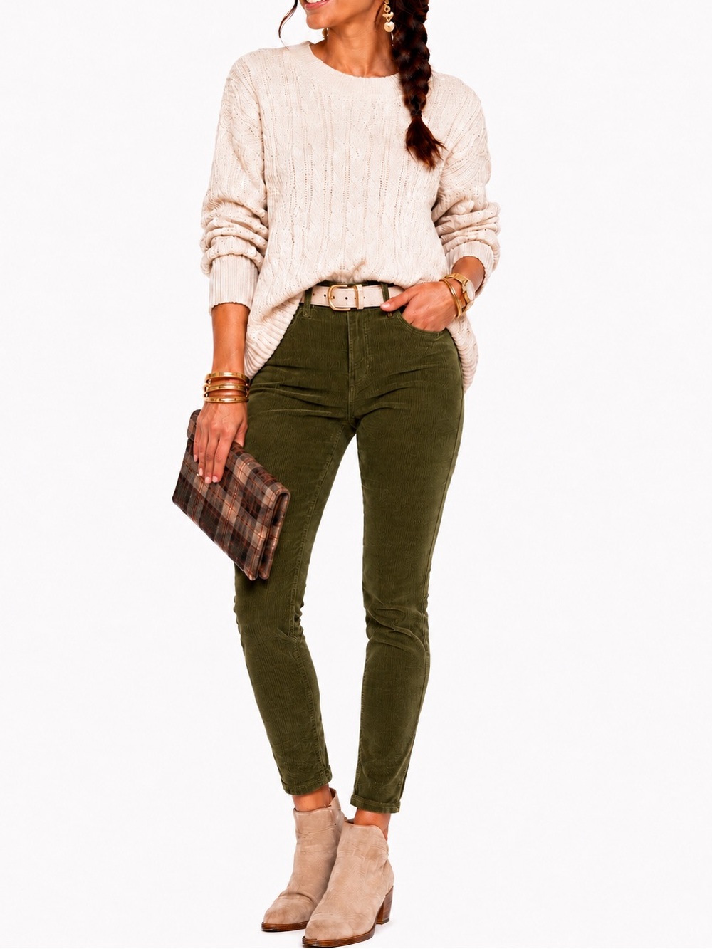 LOFT OLIVE GREEN TAILORED HIGH WAISTED SKINNY CORDUROY PANTS SZ 4 EUC